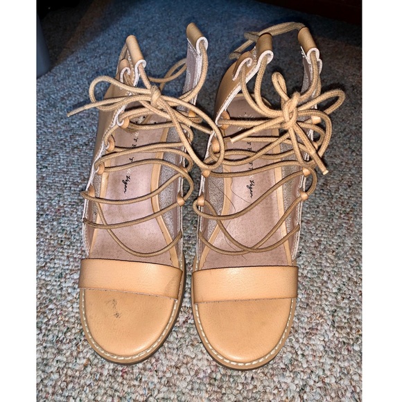 Free People Shoes - Free People Vegan Leather Lace-Up Heels